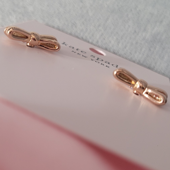 Kate ♠️ Rose Gold Double Bow Earrings - Picture 7 of 11